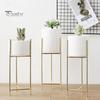 Elegant Ceramic Planter 1 Set Flower Pot Stylish Iron Frame Stand Plant For Office Flowerpot for Home Room Decoration