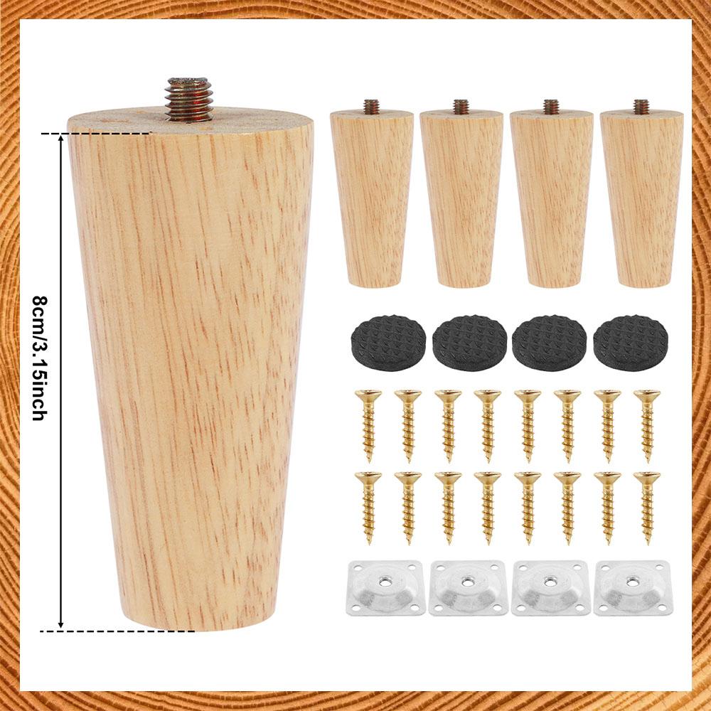 4 Pcs Furniture Legs natural Wooden Solid Furniture Feet Oblique/Straight Table Feet Non-slip Furniture Floor Protector Decorate
