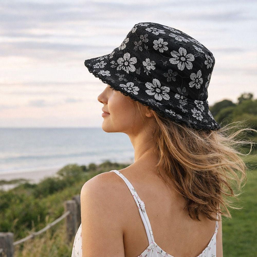 Fashion Cartoon Flower Bucket Hat Embroidery Breathable Sun Cap Casual Sun Protection Fisherman Hat Unisex