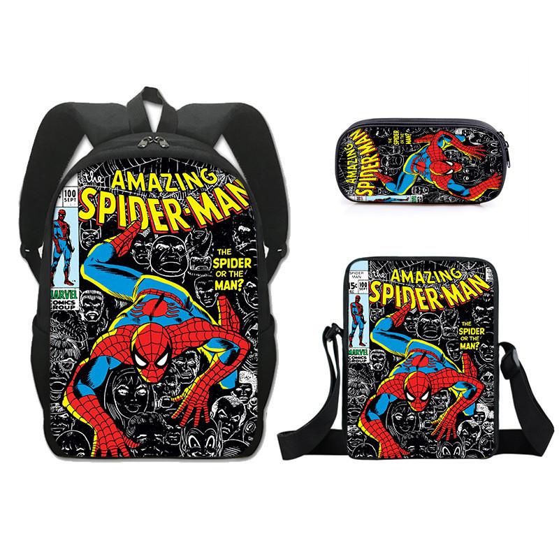 Backpack Spiderman Cartoon Collection Shoulder Bag Pencil Case For School Days