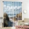 Set Of 2 Flat Printing Curtains Without Rod Seaside Serenity Print Chic Durable Polyester Fabric Curtain