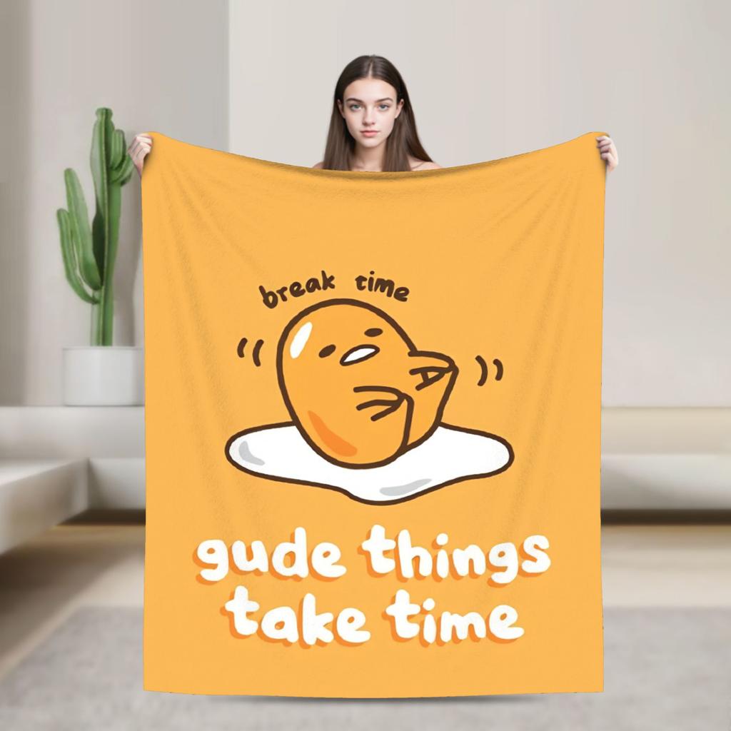 Lazy Egg Gudetama Flannel Blankets Winter Super Warm Throw Blanket for Child Bedroom Funny Bedspread Sofa Bed Cover
