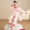 Girls' Spring/Autumn Cartoon Pajama Set: Stylish Cardigan, Thin Long Sleeve, Long Pants, Loose Fit, Cute & Cozy Home Wear