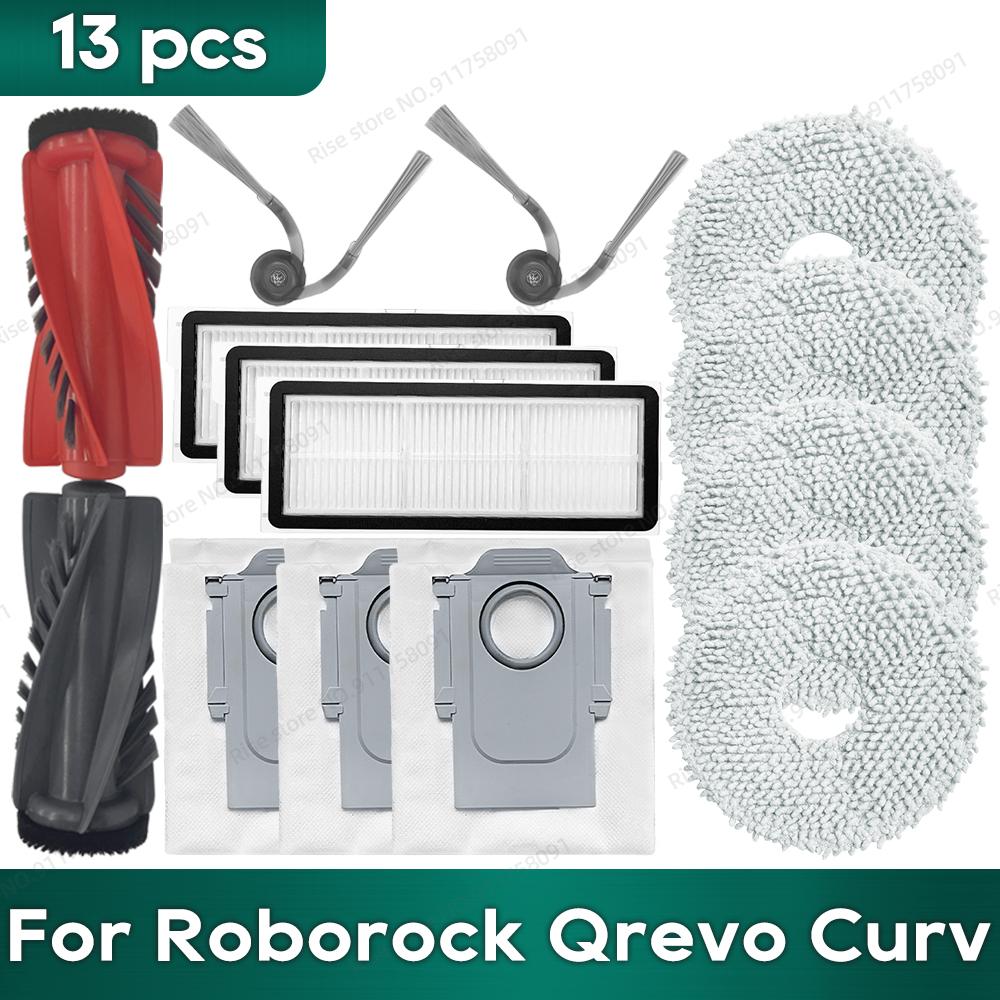 Kompatibel für Roborock Qrevo Curv / Edge Zubehör Hepa Filter Wischtuch Staubbeutel Ersatzteile