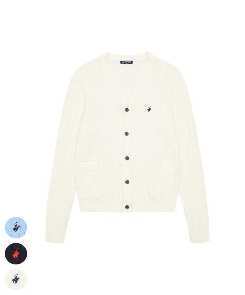 Bhpoloclub Men'S Cotton Cable Cardigan 3 Color Cd851