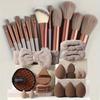 33Pcs 35Pcs Makeup Brush Set with Face Wash Sponge, Cosmetic Tools Kit Multifunctional Foundation Blending Brush Set
