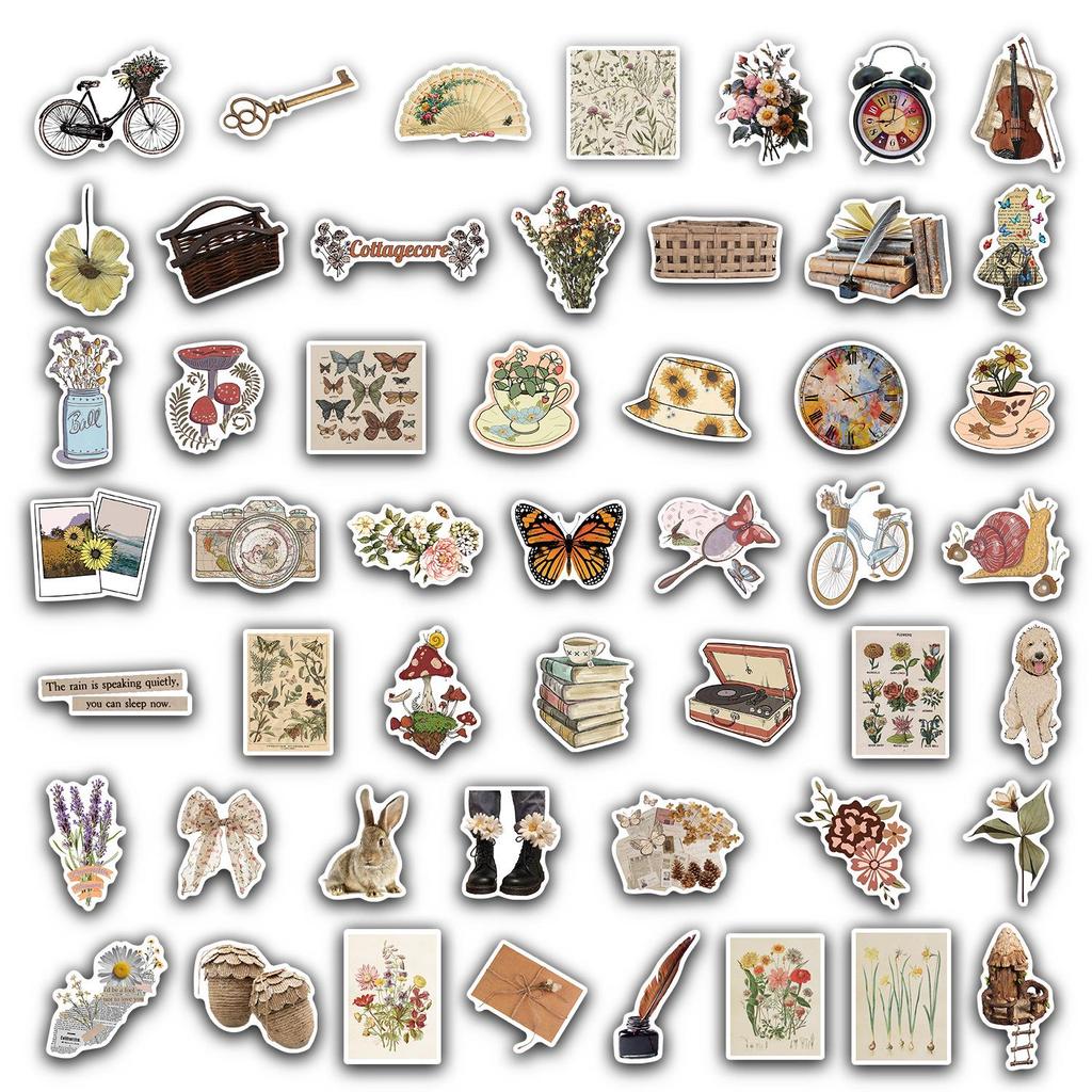 50 Retro Sticker Set for DIY: Decorate Water Bottles, Phone Cases, Laptops, Journals & Toys