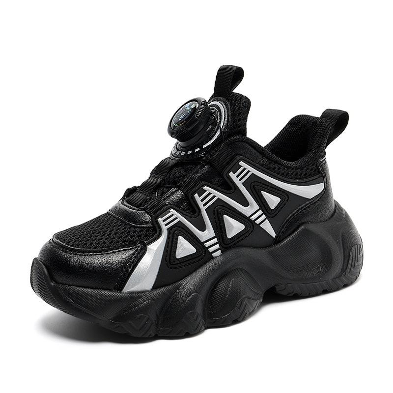 Babu Bean 2025 Autumn New Rotary Buckle Campus Versatile Boys and Girls Double Mesh Breathable Soft Sole Comfortable Running Shoes