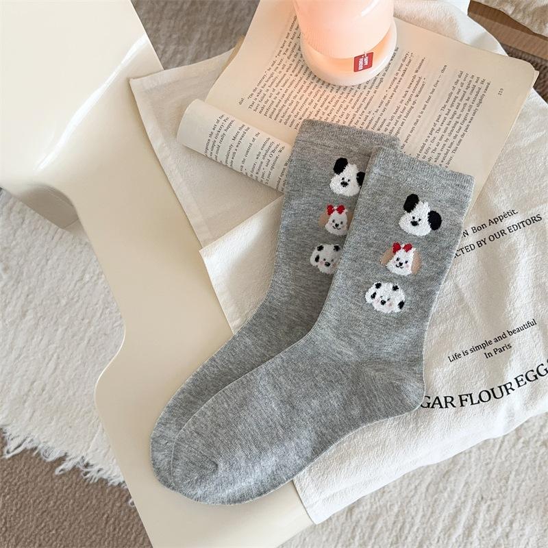 Cute Flocked Three-Dimensional Puppy Socks Internet Celebrity Cartoon Thin Cotton Stacked Socks