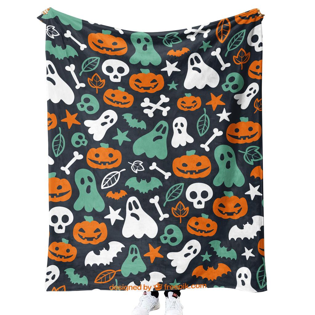 Halloween Pumpkin Design digitalprinted polyester Bedroom velvet flannel soft sofa cover blanket Fleece soft sofa cover