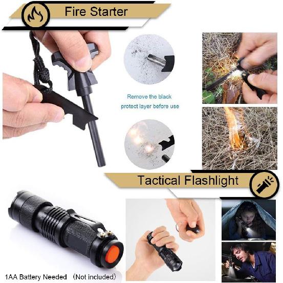 EMDMAK Gifts for Men Dad Husband Boyfriend, Survival Gear and Equipment 15 In 1, Outdoor Emergency Survival Kit, Camping Hunting Fishing Christmas