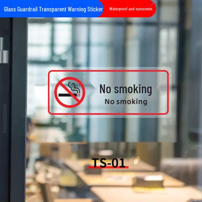 Transparent Glass Railing Safety Warning Decals 45x15cm