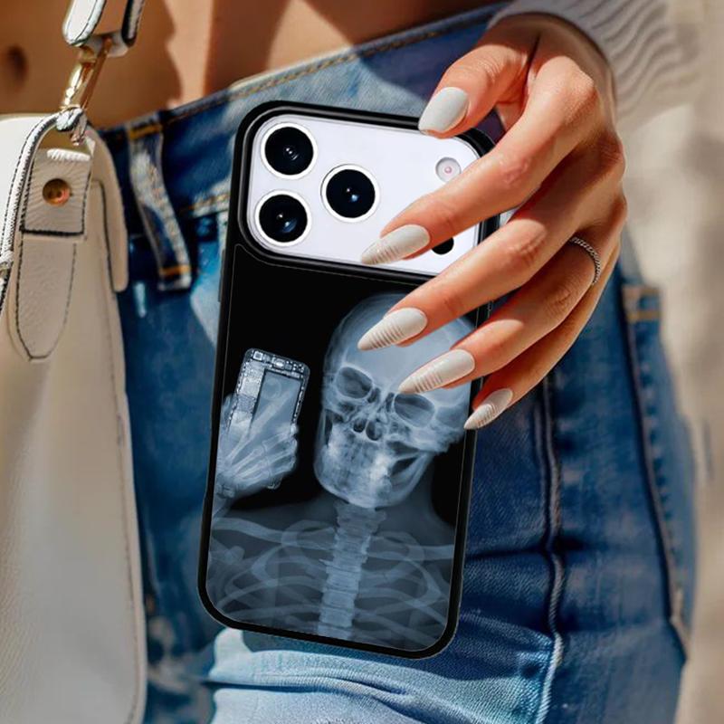 Skeleton X-Ray Phone Case For iPhone 17 Air 14 15 13 12 Max Cover For Apple 16e 11 Pro Max Plus Coque