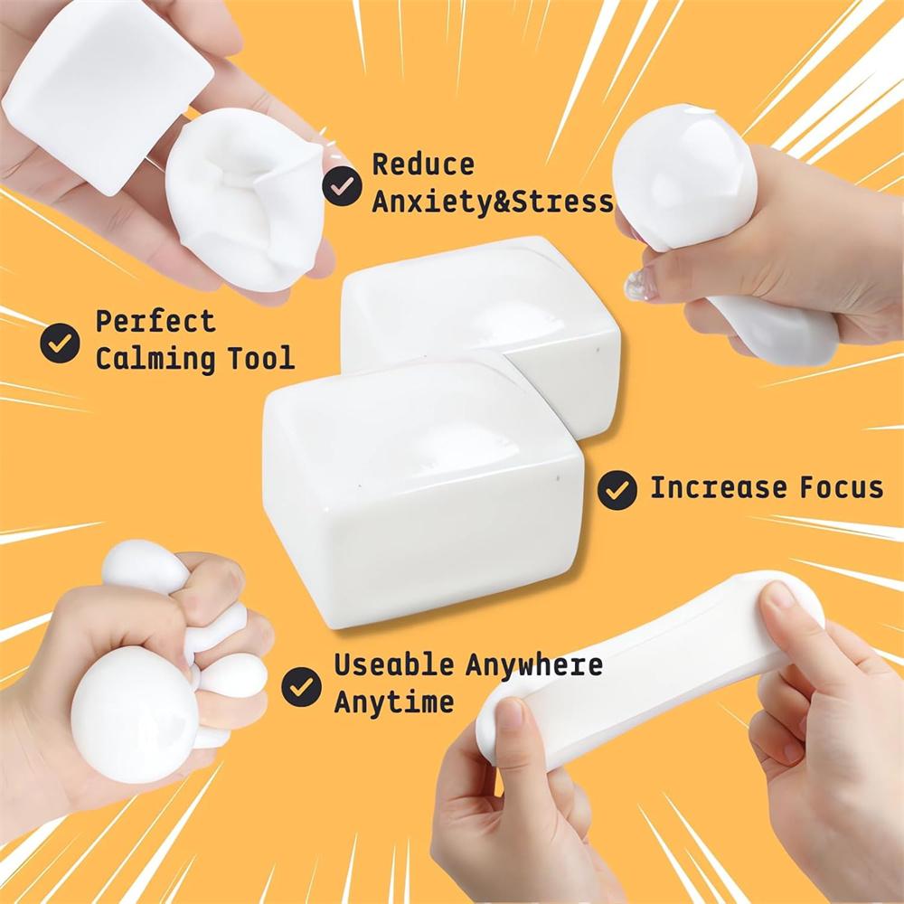 Squishy Tofu Slow Rising Stress Balls Anxiety Relief Toys Dough Sensory Pull Stretch Dough Ball Fidget Toy