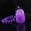 Retro Imitation Amber Necklace For Men And Women Purple Beaded Long Pendant Sweater Chain Mother'S Day Gift