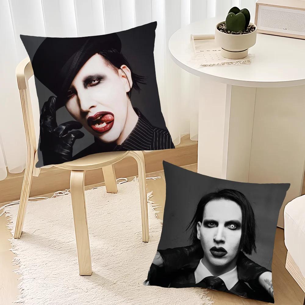Signer M-Marilyn Manson Music cushion cover Living Room Headboard Bedroom Office Cushion Cushion Sofa Nap Time Pillow Case