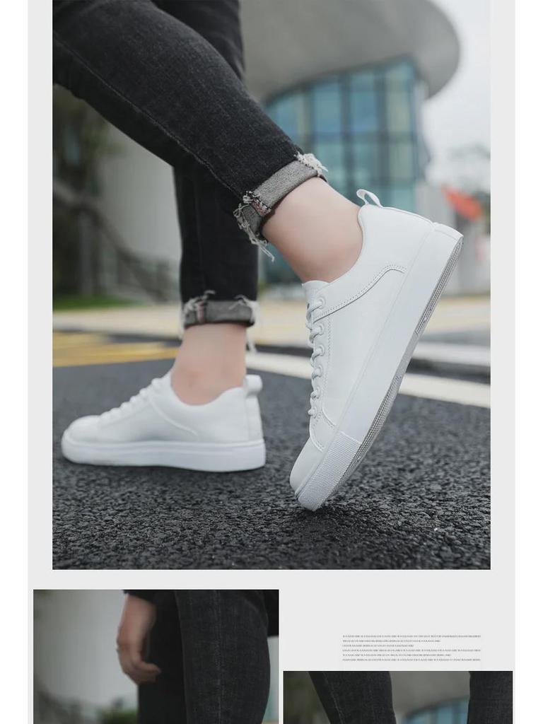 Large Size Versatile Men's Korean Style Low-Top Sneaker Casual White Shoes