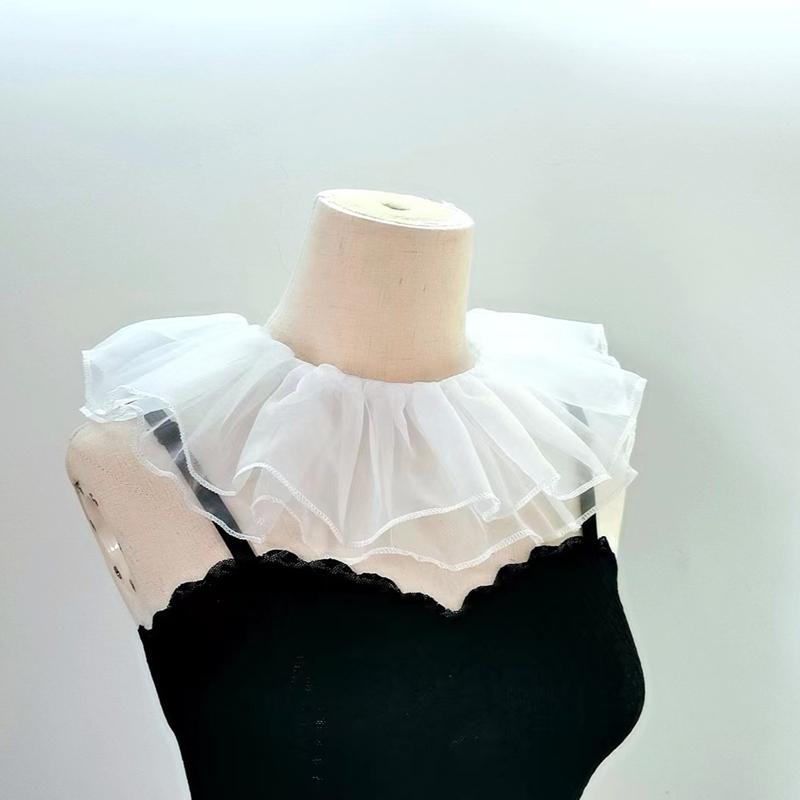 Solid Color Sweet Tie Scarf Ralph Collar Fashion Lace Shawl Collar Accessory Fairy Detachable Collar For Stage Performance Party