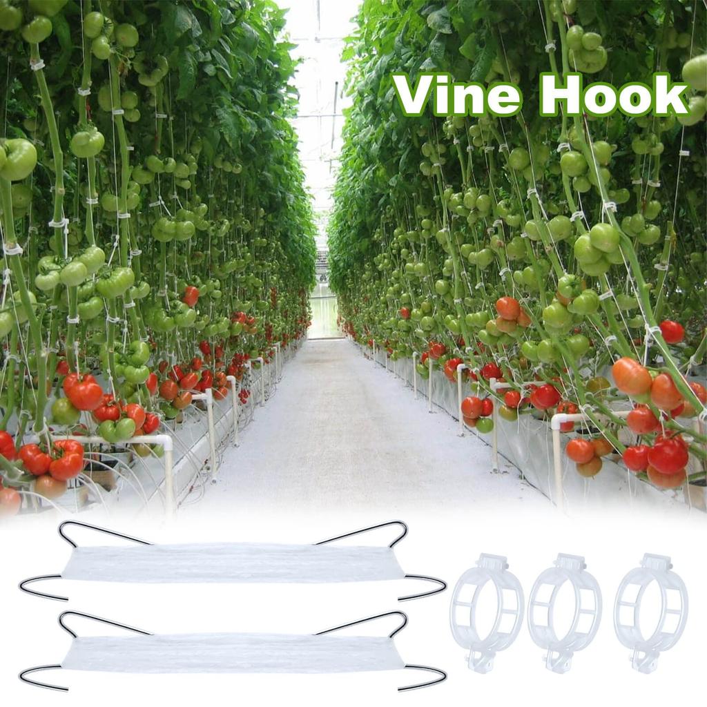 Tomato hook set (including 33.3-foot sling, fixing frame and support clip) 20 hooks +20 buckles
