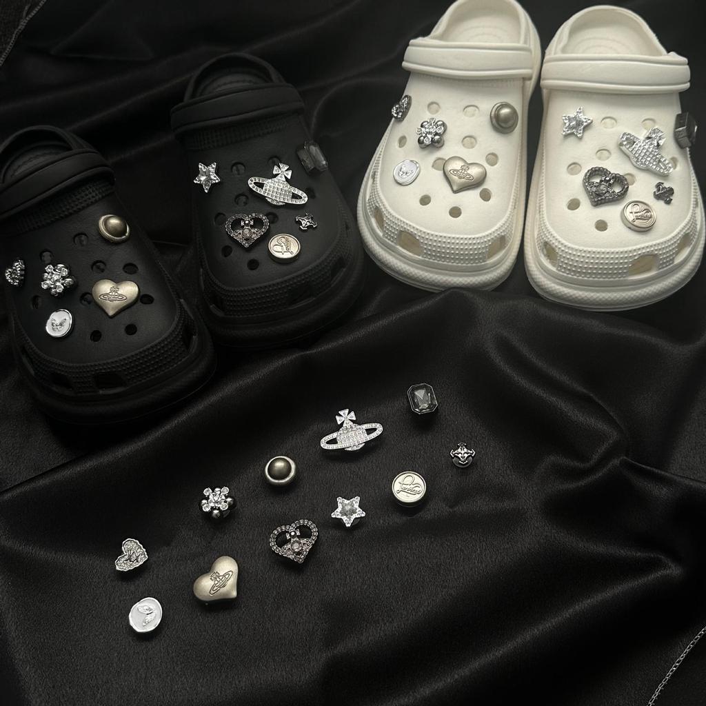 Cute Resin Starfish & Shell Croc Shoe Buckles with High-End Flower Accessories