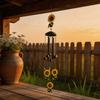 Outdoor Wind Piece Hanging Item with Flower Theme, Metal Top Hook Use for Porch Yard Gardens Display Near Entryway Seating, 35.4 X 4.33 Inches
