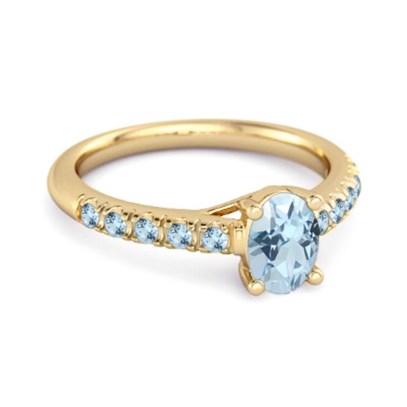 Blue Topaz Pavé Band Classic Statement Ring - 925 Sterling Silver Gold Vermeil