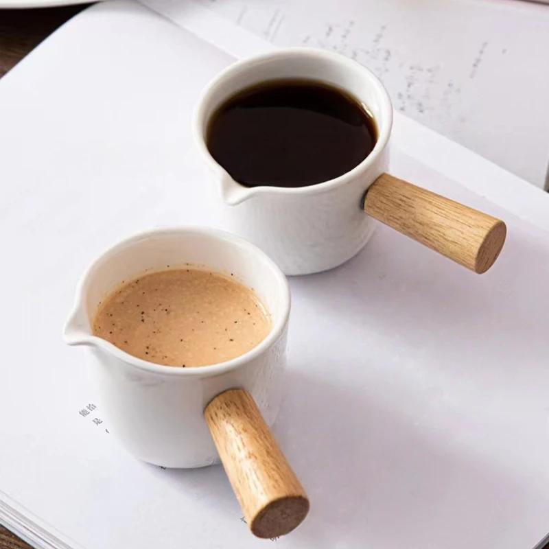 Nordic Minimalist Ceramic Espresso Milk Pitcher, Mini Creamer Jug with Handle for Coffee/Tea/Latte Art, Small Ceramic Cup