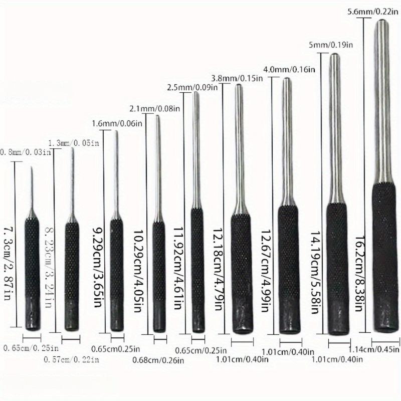 9Pcs/Set Steel Round Head Grip Roll Pins Punch Tool Kit Professional Hollow End Starter Punch Chisel Tools