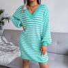 Women's Spring High Waist Pleated Dress Short Sleeve O Neck Knee Length Solid Color Butterfly Print