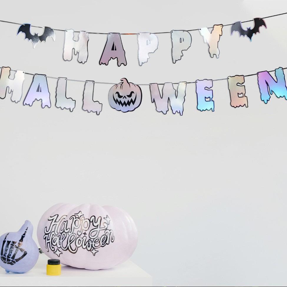 Halloween Pumpkin & Spider Banner - Festive Paper Hanging Decorations