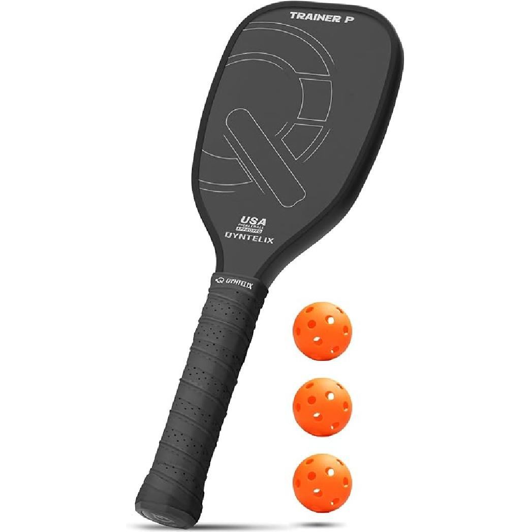 Pickleball Training Paddle Set,3Pcs Indoor Quiet Mini Pickleball Ball, USAPA Approved Pickleball Trainer Practice Paddle, T700 Raw Carbon Fiber, 16mm