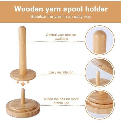 Rotatable Yarn Ball Holder Bamboo Wood Tension Block Portable Bobbin Winder  Sewing Accessories