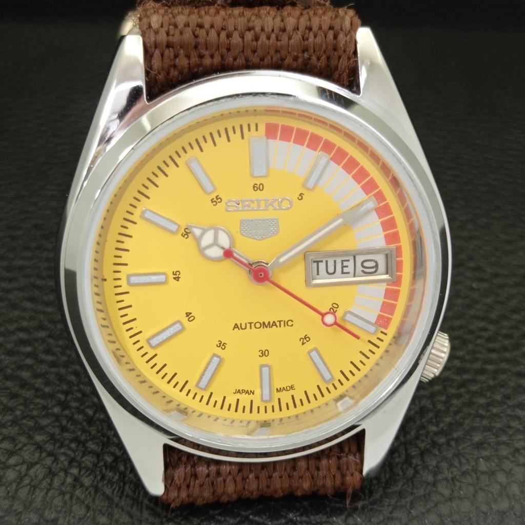 REFURBISHED SEIKO 5 AUTOMATIC 6309A VINTAGE JAPAN MENS YELLOW WATCH A441151-4 Sk-a441151