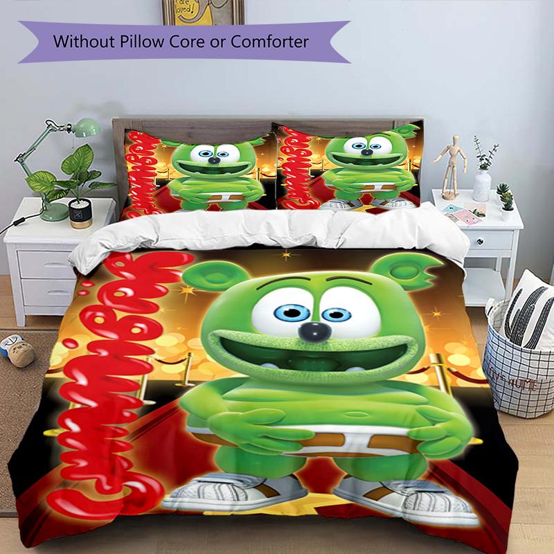 3pcs Gummy Bear1 Design Cover Set - HD Printed Bedding with 1 Cover and 2 Pillowcases - Perfect for Home and Dorm Decor
