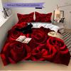 3pcs Rose Petal Bedding Set Down Comforter Cover and Pillowcases, Suitable for Guest Room Home Decoration All Seasons(No Insert) S0819069