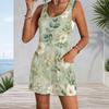 Patch Pocket Tank Romper Plus Size For Women