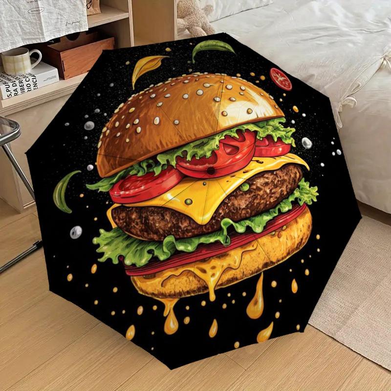 1pc Cheeseburger, Hamburger Automatic Open/Close Umbrella, Folding Compact Umbrella with Lightweight Design for Women/Men yy251011109