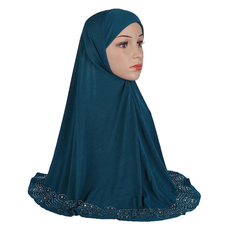 H001 Adults big size muslim hijab scarf with rhinestones islamic headscarf hats armia pull on headwrap ramadan gift