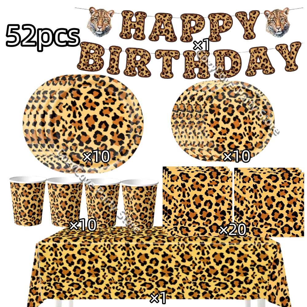Rosa Leopard Geburtstagsparty Dekoration Tier Leopard Thema Geschirr Becher Teller Banner Ballons Geburtstagsparty Zubehör Geschenke