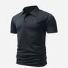 Men's Quick-Dry Waffle Letter H Print Business Casual Golf Polo Shirt