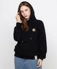 [Unisex] Flower Bear Embroidered Smile Hoodie_Black