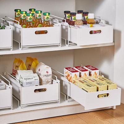 Kitchen Storage Rack with Slide Rails Pull-out Kitchen Drawer Type Storage Tray Spice Box Storage Rack Cabinets Organizer