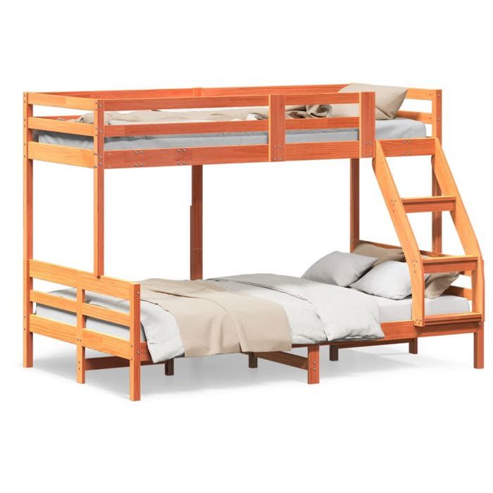 VidaXL Bunk Bed 80x200/120x200 Cm Wax Brown Solid Pine Wood, Bed, Bed Frame, Loft Bed 3207180