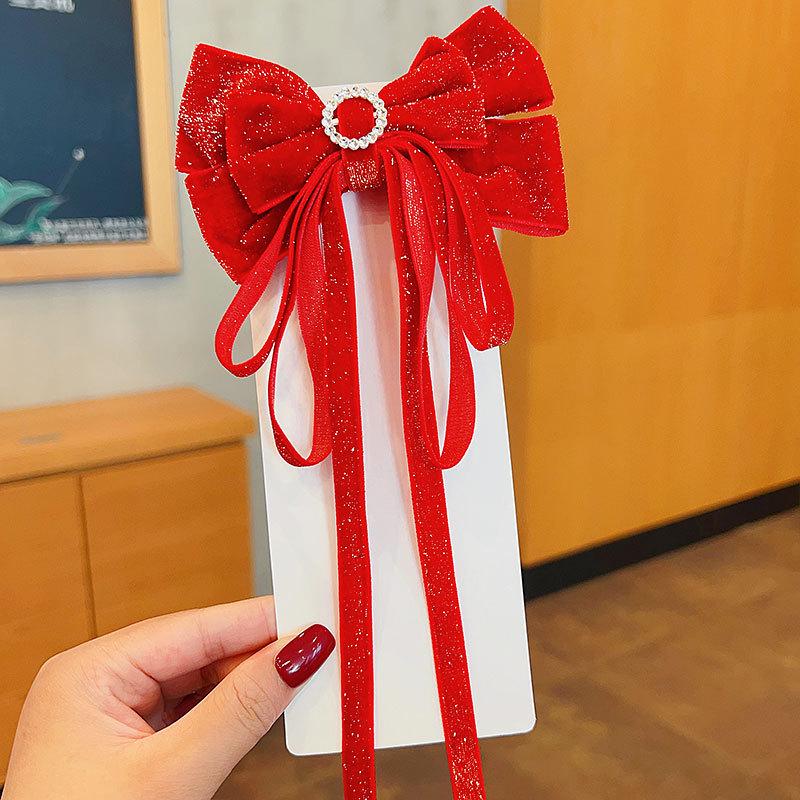 

Заколка-бант для волос, простой элегантный фиксированный зажим для волос, ретро-украшение для волос, красные аксессуары для волос