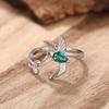 Huitan Gorgeous Lovely Bird Opening Ring for Women Creative Delicate Finger Accessories with Green CZ Trendy Fancy Party Zircon