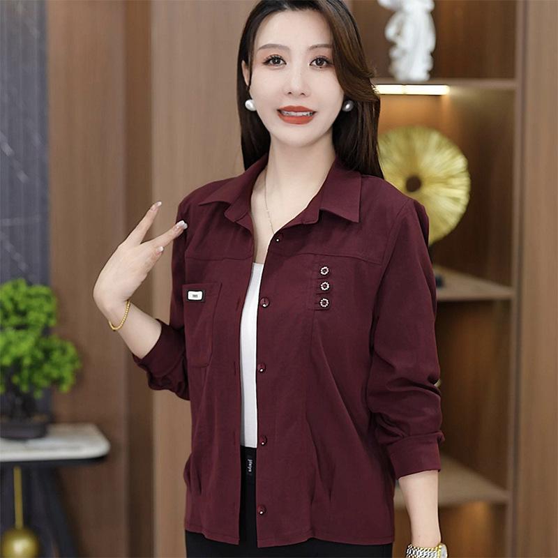 Chic Petite Women's Casual Short Jacket - 2026 Style for Middle-Aged Mothers, Age-Reducing Long-Sleeved Top