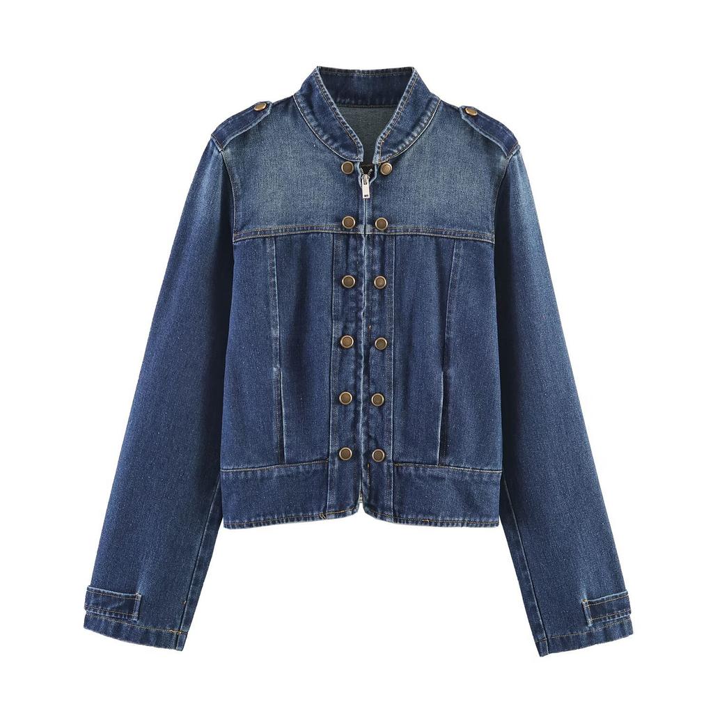 2026 summer new European and American cross-border women's clothing street denim strap buckle jacket w021 83061