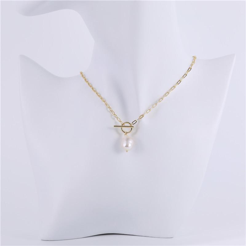 Arvaleff 925 Pearl Stainless Steel Necklace, Electroplated 14K Gold & Silver Cross-Border Jewelry Design