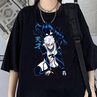 Japanischer Anime Blue Lock T-Shirt Damen Herren Kurzarm T-Shirt Harajuku Oberteile Tees Cartoon Streetwear