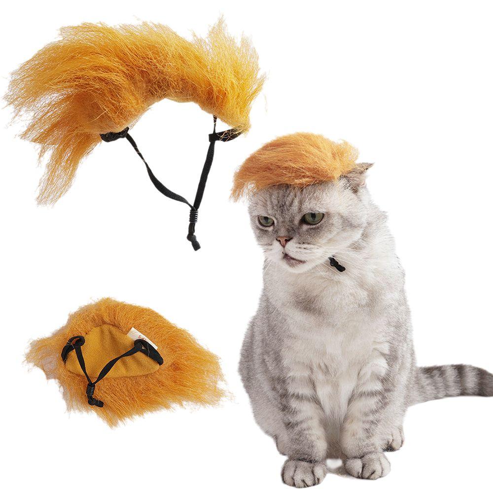 Furry Cat Yellow Wig Yellow Cat Headdress New Pet Headpiece  Festival